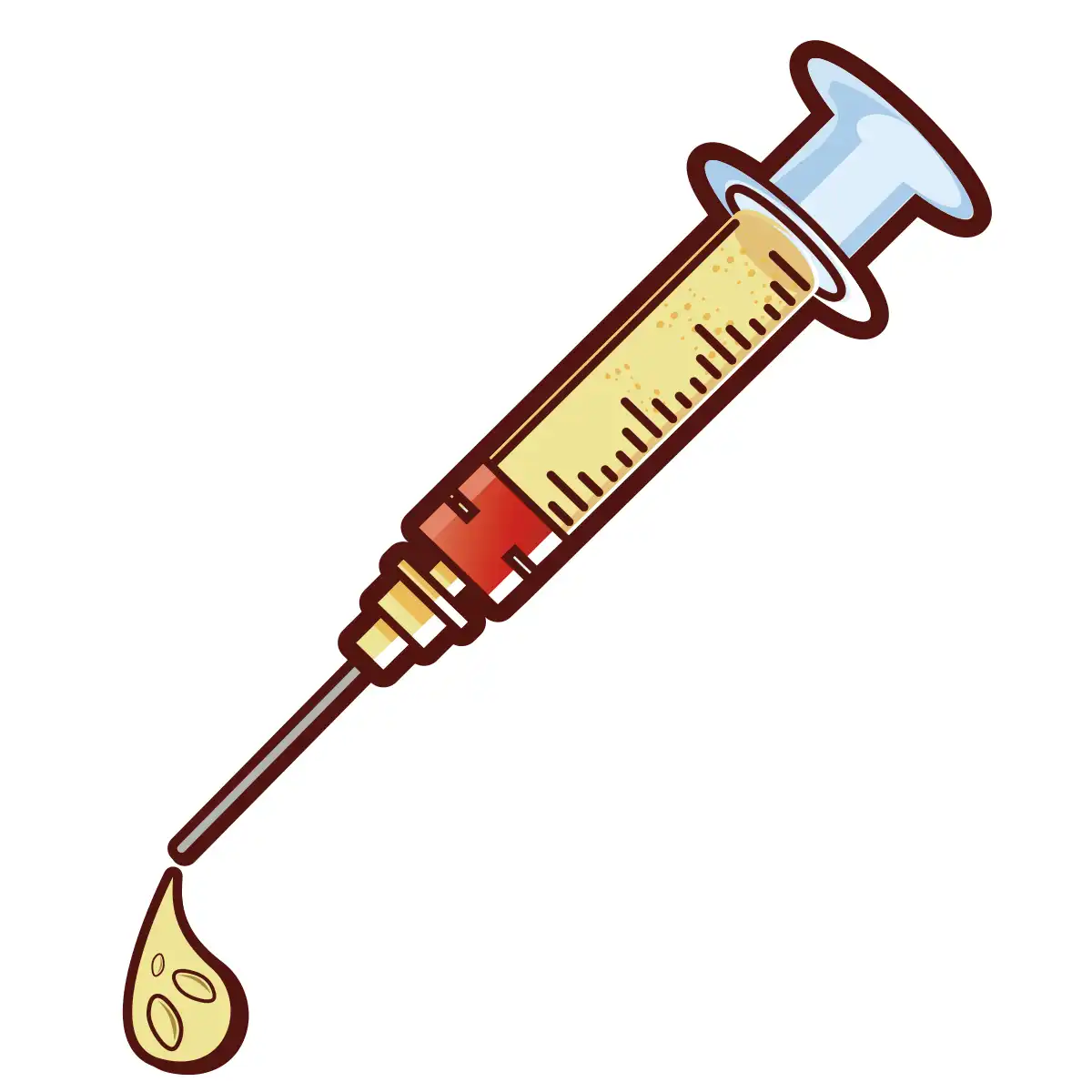brown outlined spore syringe with yellow waterdrop