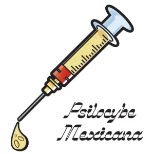yellow spore syringe with black mexicana bunnell text