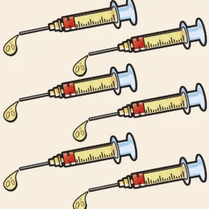 an illustration of six syringes against a cream backdrop